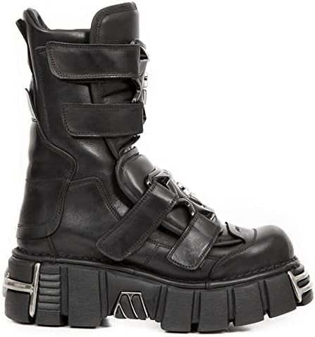 Amazon.com: New Rock Men's 727-S1 Metallic Black Leather Spikes